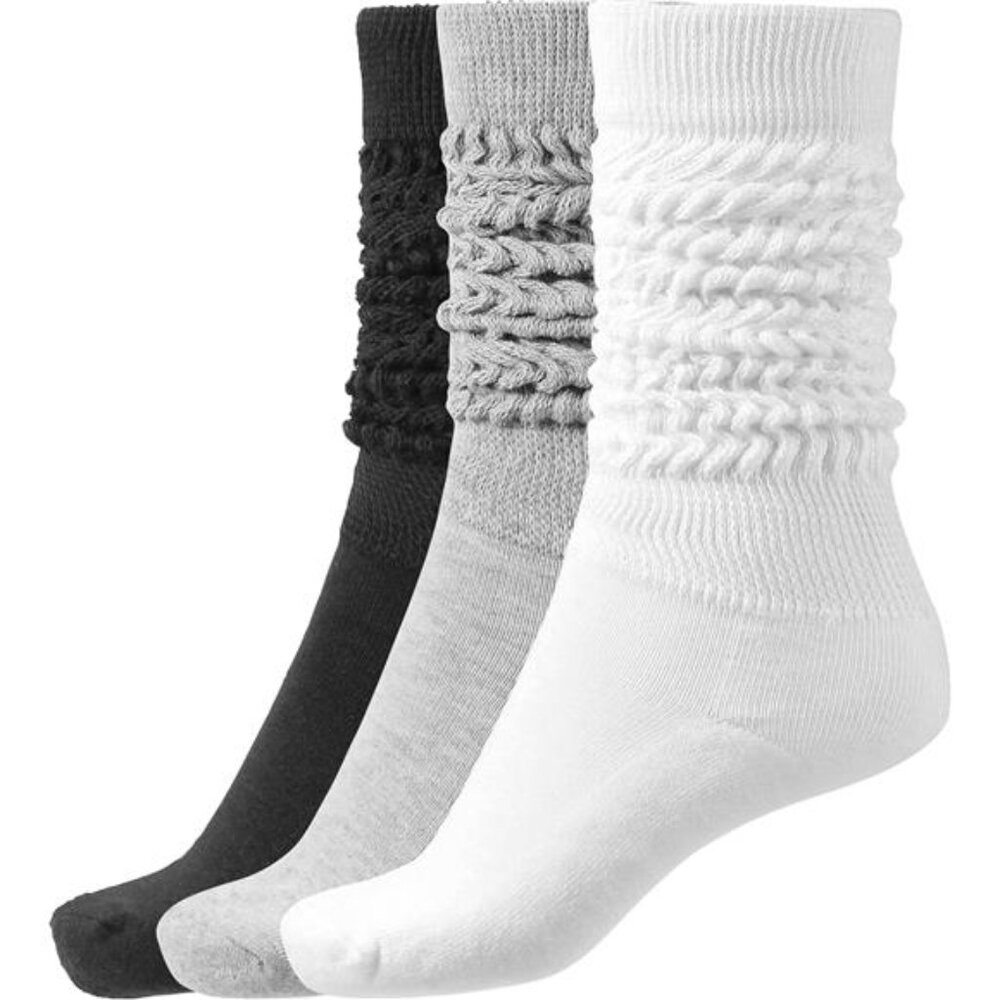 3‎ Pairs White Slouch Socks Women Thigh High Boot Socks Soft Scrunch Socks